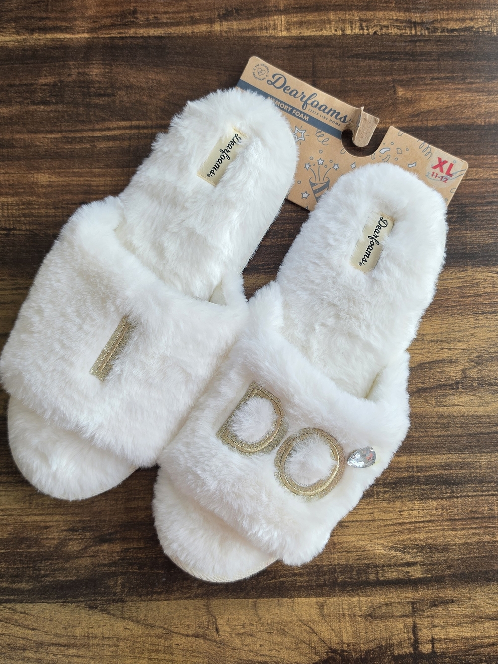 Bridal Faux Fur I DO slippers
